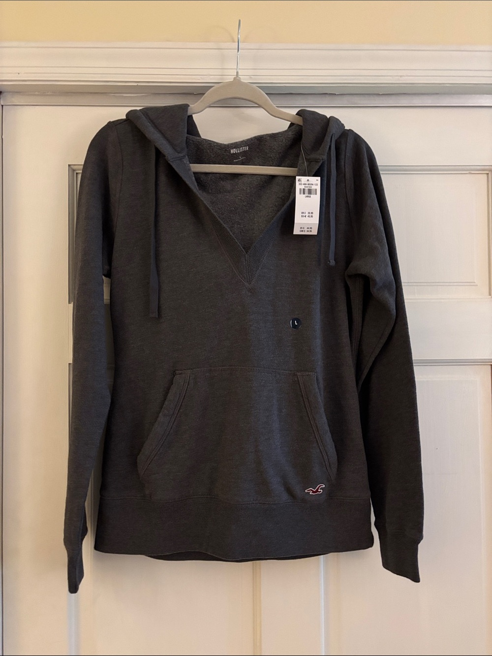 NWT Hollister Charcoal Gray Hooded Pullover